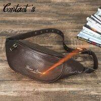 Contacts Genuine Leather Men Waist Bag Soft Leather Fanny Belt Pack Travel Waist Phone Pouch Casual Chest Bag Male Handbag