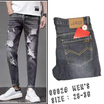 Grey Pants Super Skinny Stretch Denim Pants for Mens