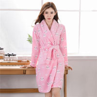 Casual Kimono Robe Bathrobe Gown Long Sleeve Nightwear Home Clothes Coral Fleece Winter Dress Sleepwear Flannel Nightgown 3XL