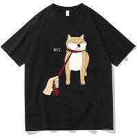 Shiba Inu No Doge Meme Print Tshirt Summer Pure Cotton Oversized Funny T-Shirts Men Casual Short Sleeve T-Shirt Streetwear S-4XL-5XL-6XL