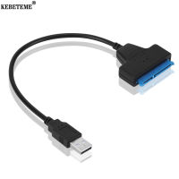 KEBETEME อะแดปเตอร์ไดร์ฟเวอร์ฮาร์ดดิสก์,อะแดปเตอร์ USB 3.0เป็น Sata 2 5นิ้ว7 + 15pin สายเคเบิล25ซม. HDD SSD สำหรับคอมพิวเตอร์พีซี