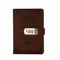 PU Leather Retro Vintage Notebook Password Book Planner Office Privacy Protection Stationery,Wine Red