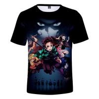 2023 NEWHot Anime Demon Slayer 3D พิมพ์เสื้อยืดเด็กเสื้อผ้าแขนสั้น Crewneck การ์ตูนเสื้อเด็กทารกเสื้อผ้า2022ใหม่