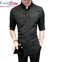 Cozy Up เสื้อสไตล์อังกฤษสีทึบบางลายทางแขนครึ่ง Casual