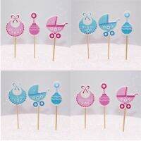 【คุณภาพสูง】18PCS Baby Shower Cupcake Toppers picks Baby Shower