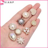 XIANP 10PCS งานฝีมือ DIY เครื่องประดับหมวก คริสตัล ปุ่ม Rhinestone กระดุมมุก กิ๊บติดผมไข่มุก เครื่องประดับศีรษะ