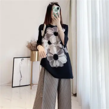 Light Mature Women's Early Spring Casual Suit Retro Print Miyake