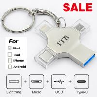 ?จัดส่งฟรี + COD?4in 1 OTG USB Flash Drive 16GB 32GB Pendrive 64GB Type-C USB Stick 128GB 256GB Memory Stick สำหรับ IOS Android PC 512GB