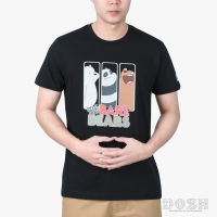 DOSH UNISEX T-SHIRTS WE BARE BEARS เสื้อยืดคอกลม แขนสั้น สีดำ ผู้ชาย-ผู้หญิง PWBBMT5002-BL