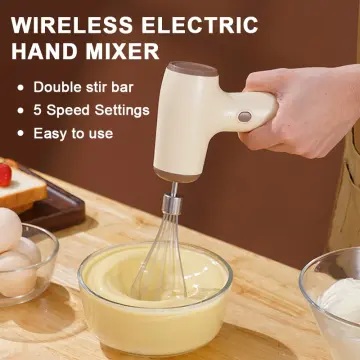 Mini Hand Mixer, Household Cordless Electric Hand Mixer,USB Rechargable  Handheld Egg Beater with 2 Detachable Stir Whisks with 3 Speed Modes for