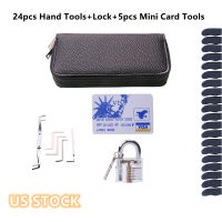 2021US stock 24pcs Goso Lock Pick Set with Mini Card Tools Locksmith Practice Set Lock Training Kit for Locksmith Beginner