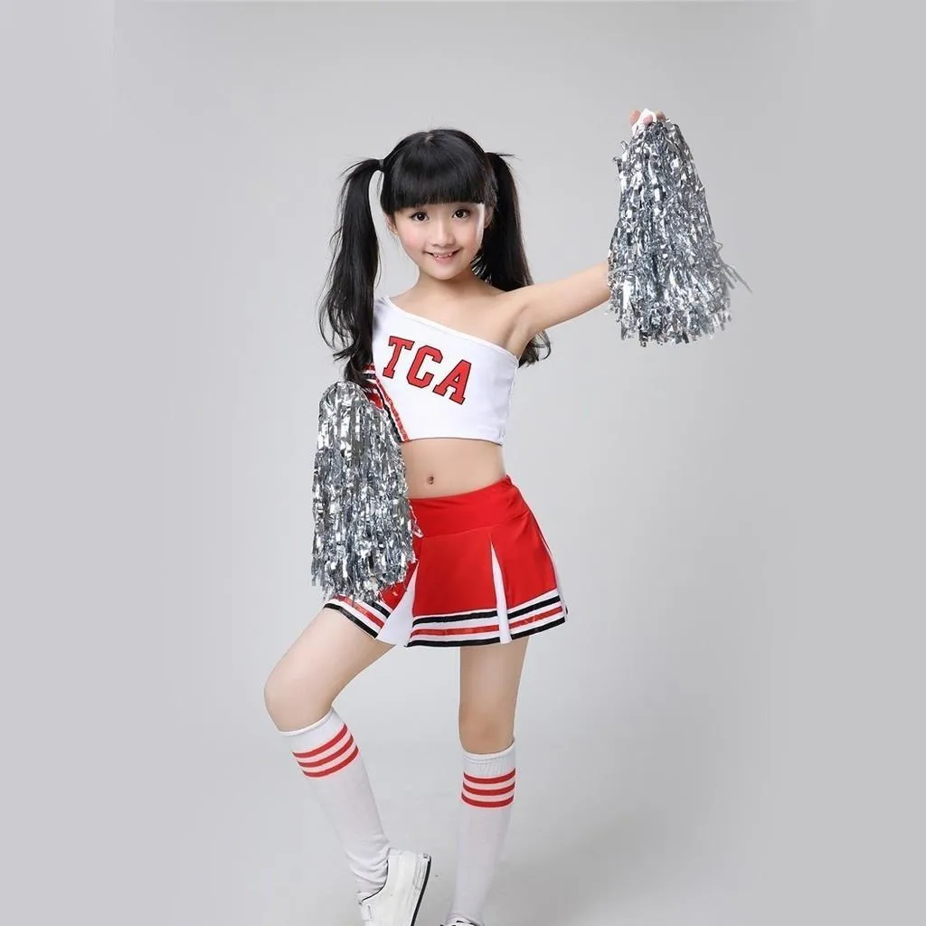 LOLanta 4-14 Years Girl Red Cheerleader Outfit with Socks Dancer Uniform  Dress ​Kids Sports Wear Cheerleading Uniform Stage Performance Costume |  Lazada PH