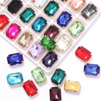 hotx【DT】 10x14mm 13x18mm Rectangle Shapes Glass Rhinestones with Claw Sew on Gemstones Garment Clothing Accessories