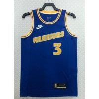 Hot 【hot pressed】2023 nba jersey Golden State Warriors No. 3 Poole retro blue basketball jersey