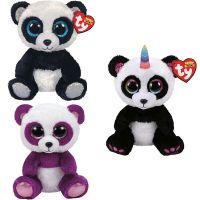 15cm Ty Panda Plush Doll Cute Big Eyes Panda with Rainbow Horn Soft Stuffed Toys for Children Birthday Gift Christmas Gift