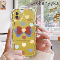 Chenyyka เคสปลอกสำหรับ Samsung A03กันกระแทกแบบใส A03s แกน A02 M02s A02s แฟชั่นรักรูปโบว์หัวใจดีไซน์ใหม่เนื้อครีมคลื่นนุ่มเคสมือถือเคสโปร่งใสลายกล้องถ่ายรูปเรียบง่ายอ่อนโยนป้องกัน