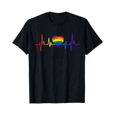 การออกแบบเดิม2023เสื้อยืดผ้าฝ้าย พร้อมส่ง เสื้อยืดแขนสั้น พิมพ์ลาย Loely Lgbt Gay Pride Heartbeat Lesbian Gays Loe หลากสีS-5XL
