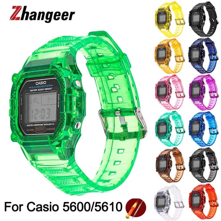 สายนาฬิกา-เคส-สำหรับ-casio-g-shock-dw-5600-gw-b5600-g-5600e-g-5000-gw-m5610-g-5600e-g-5000-สายนาฬิกาซิลิโคนสร้อยข้อมือแบบใส