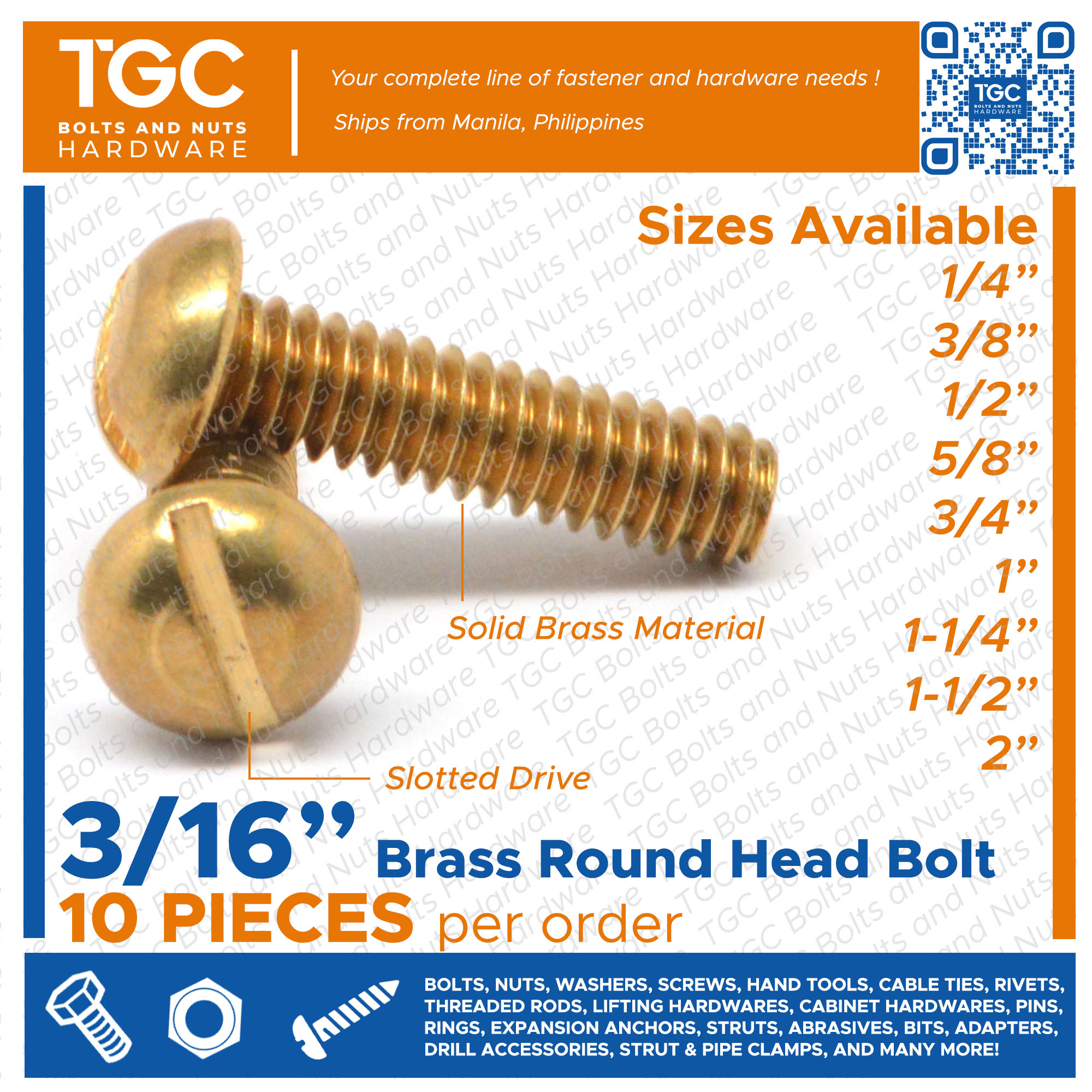 3 3/8-16x1-1/2 Round Head Slotted Machine Screws Solid Brass 