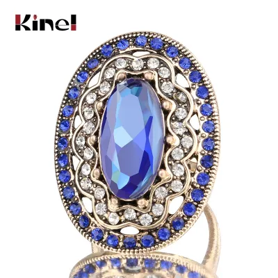 【CC】 2020 New Big Color Ancient Gold Wedding Rings Mosaic Fashion Jewelry