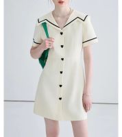 Gifts White French Fragrant Fragrance Wind Navy Collar Dress 2023 WomenS Summer New Small Text Skin