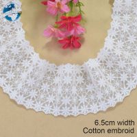 [HOT!] 6.5cm White Embroidery Sewing Ribbon Guipure Lace Trim Fabric Warp Knitting DIY Garment Wedding Accessories 4221