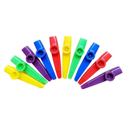 Plastic Kazoos Musical Instruments with Kazoo Flute Diaphragms for Gift, Prize and Party Favors 5 Colors (10 Pieces)