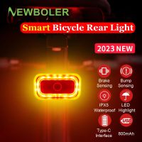 ✹⊕☽ NEWBOLER Smart Bicycle Rear Light Auto Start/Stop Brake Sensing IPX5 Waterproof Bicycle Taillight Type-C USB Bike Tail Light LED