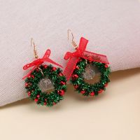 1Pair Christmas Earrings Xmas Tree Wreath Pendants Drop Ornaments Christmas Decorations For Home Earring New Year Gifts Navidad