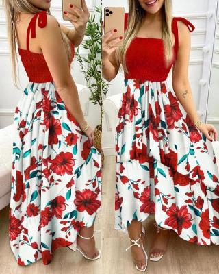 Summer Sexy Spaghetti Strap Floral Print Maxi Dress For Women 2022 Casual Elegant Chest Wrap Long Woman Beach Dress Holiday