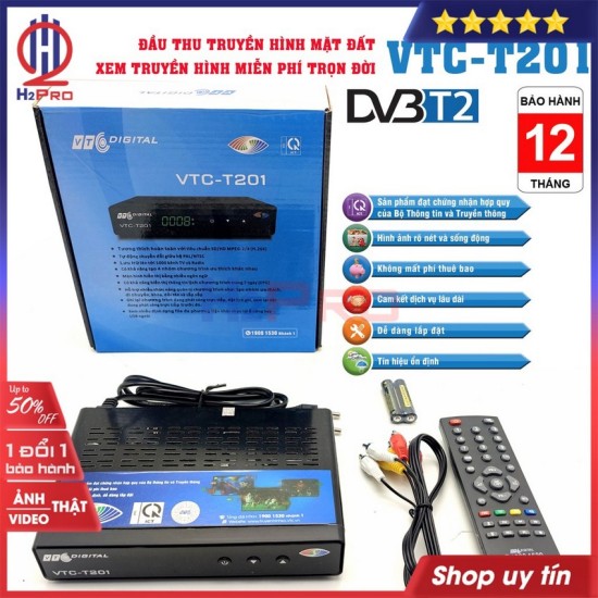 Đầu thu kỹ thuật số dvb t2 vtc-t201 h2pro cao cấp-xem truyền hình miễn phí - ảnh sản phẩm 1