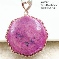 Natural Red Ruby Zoisite Hexagon Pendant Women Star Light 33x23x13mm Ruby Round Necklace Pendant Jewelry AAAAA