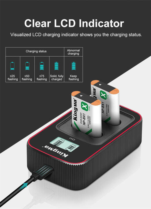 kingma-sony-np-bx1-1090mah-battery-and-lcd-dual-charger-kit-for-sony-rx100-m7-m6-m5-m4-m3-m2