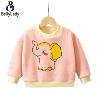 Boys Girls Warm Sweatshirt Cute Cartoon Fleece Lined Thickened Sweater Long Sleeves Round Neck Tops【fast】