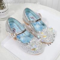 【hot】♝♤◆  cartoon Little girls casual shoes childrens high-heeled elsa princess bowknot leather