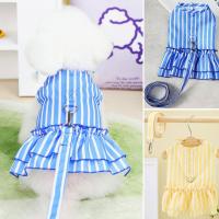 1 Set Beautiful Pet Puppy Dog Stripe Print Princess Dress with Traction Rope Summer Dog Dress Fine Workmanship  Towing Dresses