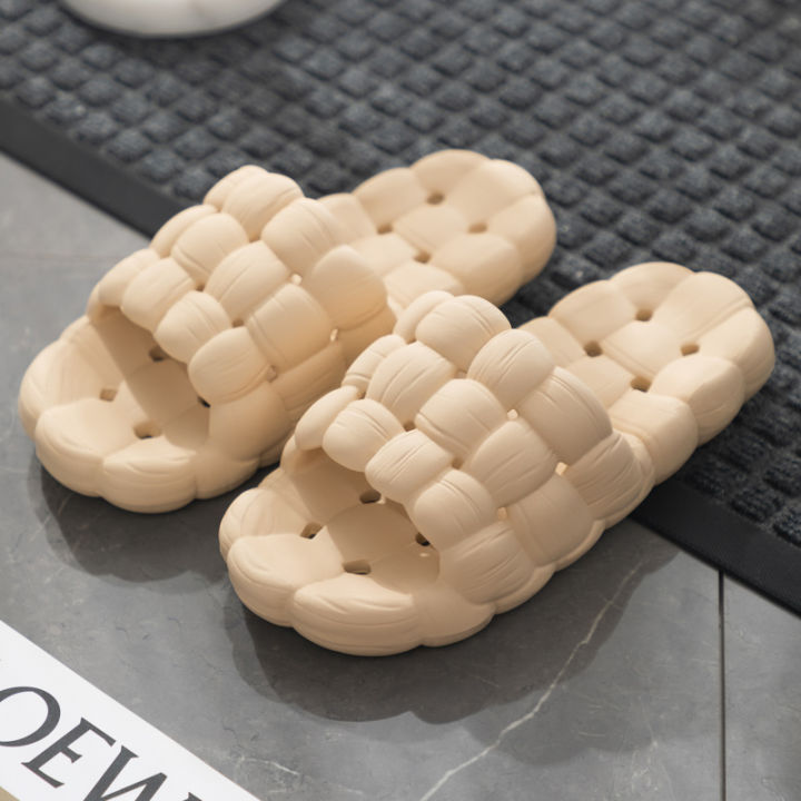 yourhome-quilted-bathroom-slippers-anti-slip-quick-drying-shower-slides-beige-40-41-for-women-1ea