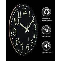 Luminous Wall Cloc,12 Inch Silent Non-Ticking Battery Operated Clock, Lighted Wall Clock Decoration for Bedroom