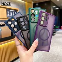 HOCE เคสมือถือแม่เหล็กกรอบสีใสสำหรับ Samsung S23 S22บวกชาร์จไร้สาย S23Ultra เคสแข็งอะคริลิค