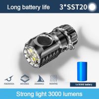 ZK30 ES03 BORUiT 3 * SST20 3000LM พลังสูง USB ไฟฉาย LED ชาร์จได้18350โหมดไฟฉายสว่างมาก6โหมดสำหรับการตั้งแคมป์ภูเขาชาร์จได้และไฟฉาย Li