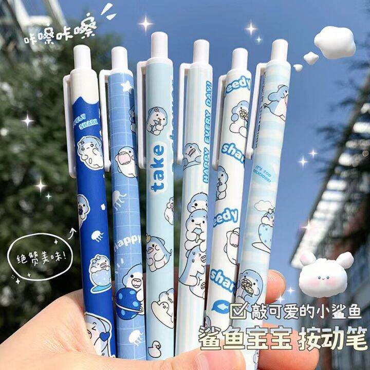 6pcs-kawaii-erasable-gel-pen-0-5mm-refills-ballpoint-pens-for-kids-writing-pen-cute-stationery-school-office-writing-supplies-pens