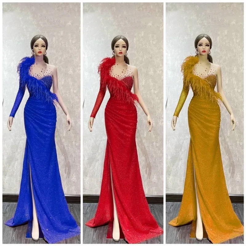 Đầm maxi body dạ hội TRIPBLE T DRESS phối lông vũ chất thun nhũ ...