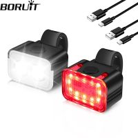 ❖❅✥ BORUiT Bicycle Front Rear Light Set TYPE-C Rechargeable LED Bike Headlight Lamp MTB Waterproof Taillight Cycling Lantern