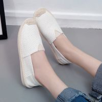 Womens Flat Slip On Canvas Spring Strap Loafers Straw Espadrilles 2022 Ladies Casual Comfort Linen Slip On Lazy Shoes Female