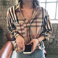 COD dhdfxcz Linki ❄ Classic plaid shirt retro loose long sleeve women blouse