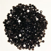 Good Quality Black Resin Flatback Glue On Beads 2mm~6mm Non Hotfix Rhinestones for Nail ArtGarmentDecoration