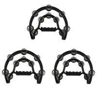 3X Compact Double Half Moon Music Tambourine Percussion Tamborine Drum Durable