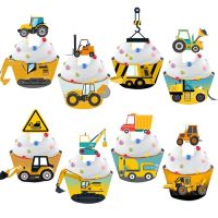 1set Construction Wrappers Toppers for Boys Birthday Decorations Supply