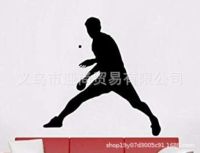 [COD] Man Playing Table Tennis Pattern Wall Sticker Logo Adhesive Removable