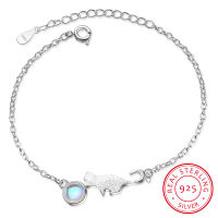 100 925 Sterling Silver Moonlight Stone Cat Charm Bracelets &amp; Bangles For Women Creative Fine Jewelry